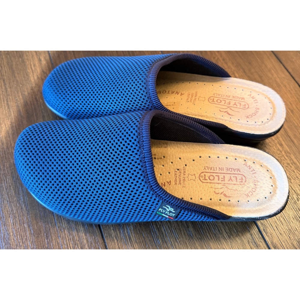 Fly Flot Blue Mesh Anatomic Clogs Made in Italy Anti-Shock Mules Womens 38